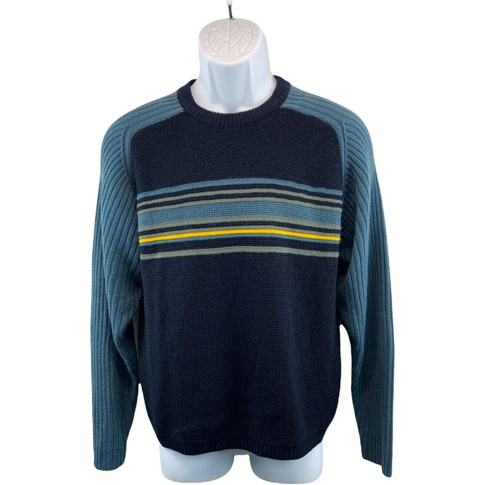 Vintage Concrete Boys Youth Sweater Size Large Pullover Blue Knit Long Sleeve